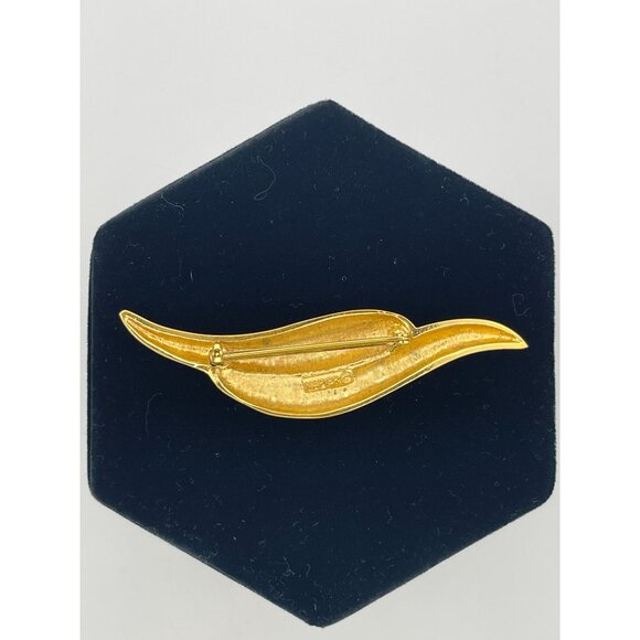 Vintage Napier Brooch Gold Tone 3" Signed - Picture 5 of 9